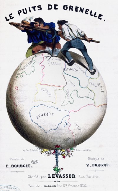 Copertina dello spartito musicale per una canzone Le Puits de Grenelle, c. 1860 da French School